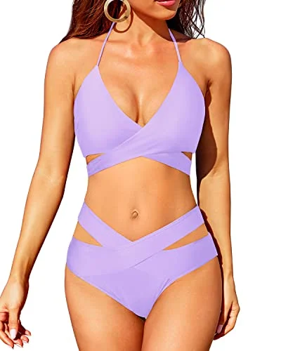 Two Piece Push Up High Waisted Swimsuit Sets for Women Bikini Strapless Swimsuit Top