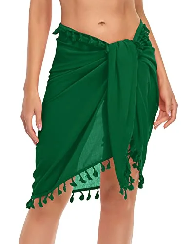 Tie Up Waist Swim Wrap Sarong Bathing Suits Wraps For Women-Army Green Retro-Inspired Bikini Set