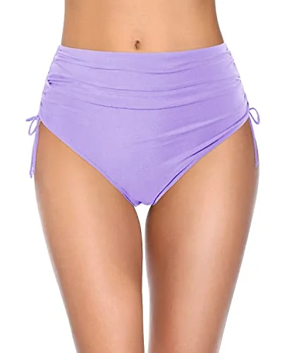 Women's High Waisted Bikini Bottoms Full Coverage Tummy Control Swimwear Beachy Ruffle Bikini