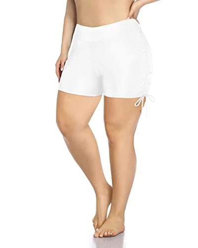 Sporty Boylegs Swim Bottoms Plus Size Swim Shorts-White Classic Swimsuit Design