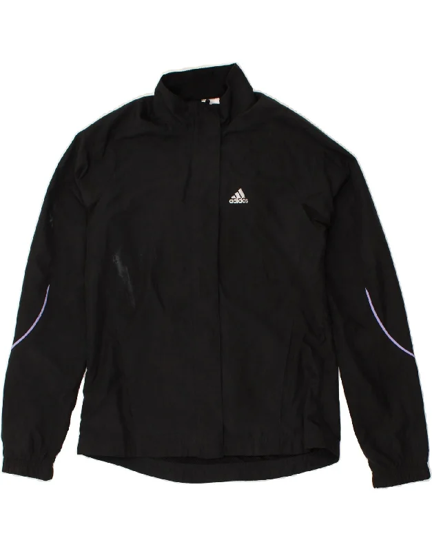 ADIDAS Womens Clima Proof Tracksuit Top Jacket UK 10 Small Black Polyester Cotton Jacket Linen Jacket Terry Jacket