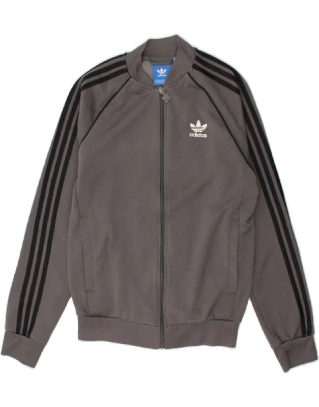 ADIDAS Womens Tracksuit Top Jacket UK 10 Small Grey Polyester Oversized Jacket Tailored Jacket Straight Jacket