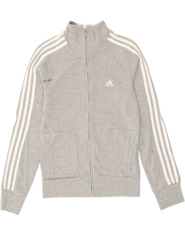 ADIDAS Womens Tracksuit Top Jacket UK 12 Medium Grey Cotton Faux Fur Fabric Real Fur Fabric Shearling Fabric