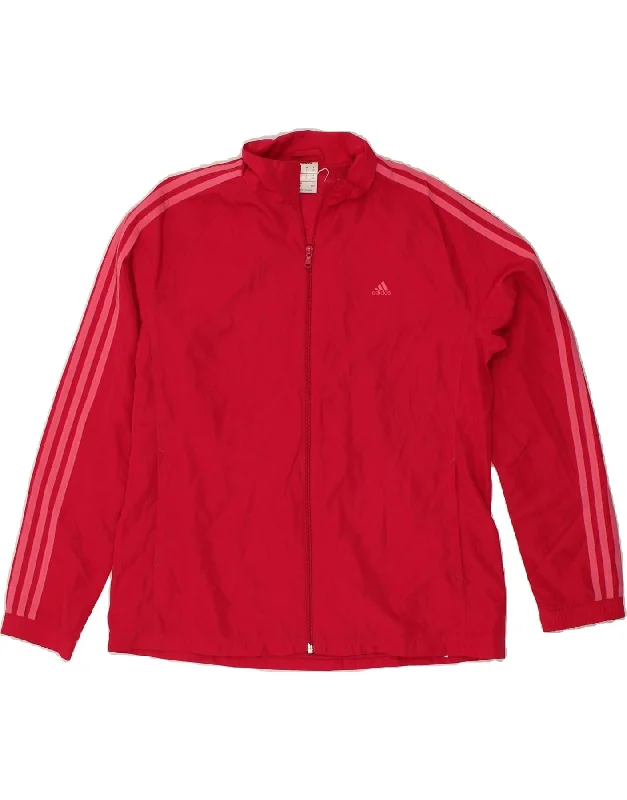 ADIDAS Womens Tracksuit Top Jacket UK 18 XL  Red Polyester Chenille Fabric Brocade Fabric Lace Fabric