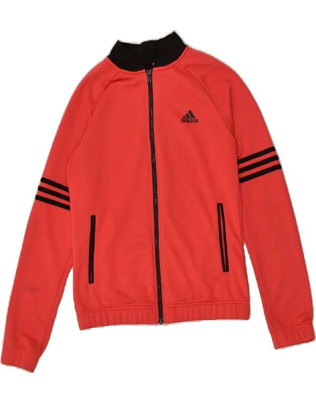 ADIDAS Womens Tracksuit Top Jacket UK 4/6 XS Red Polyester Denim Jacket Leather Jacket Suede Jacket