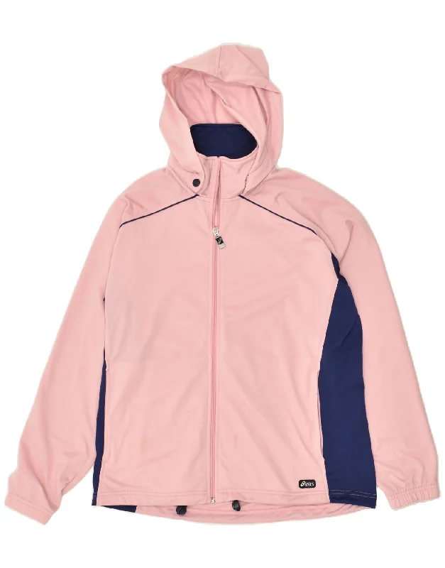 ASICS Womens Hooded Tracksuit Top Jacket UK 18 XL Pink Colourblock Hooded Jacket Caped Jacket Shawl Collar Jacket