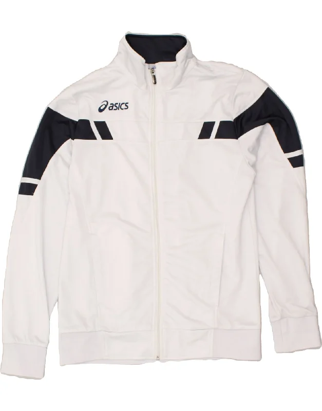 ASICS Womens Tracksuit Top Jacket UK 18 XL White Polyester Belted Jacket Elasticated Jacket Padded Jacket