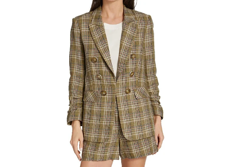 Beacon Dickey Jacket Padded Shoulder Blazer in Plaid/Multi Faux Fur Jacket Real Fur Jacket Shearling Jacket