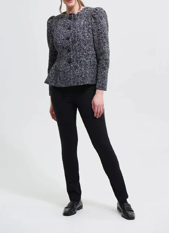 Boucle Jacket With Roped Shoulders In Black/grey Quilted Jacket Puffer Jacket Insulated Jacket