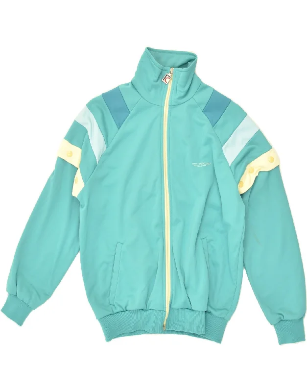 CAMPAGNOLO Womens Tracksuit Top Jacket IT 44 Medium Turquoise Polyamide Welt Pockets Slit Pockets Flap Pockets