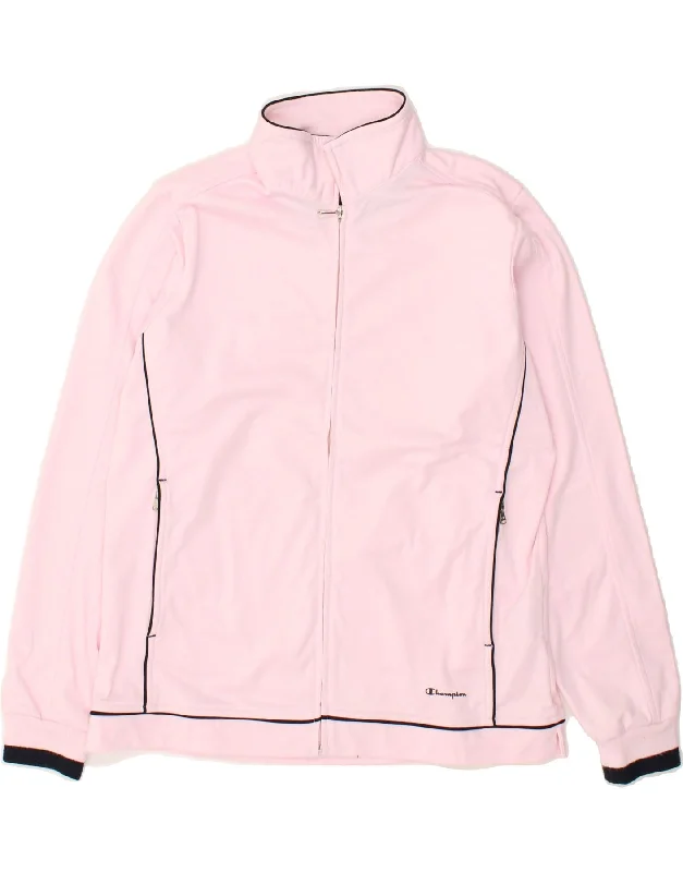 CHAMPION Womens Easy Fit Tracksuit Top Jacket UK 16 Large Pink Notch Collar Jacket Peter Pan Collar Jacket Cowl Neck Jacket