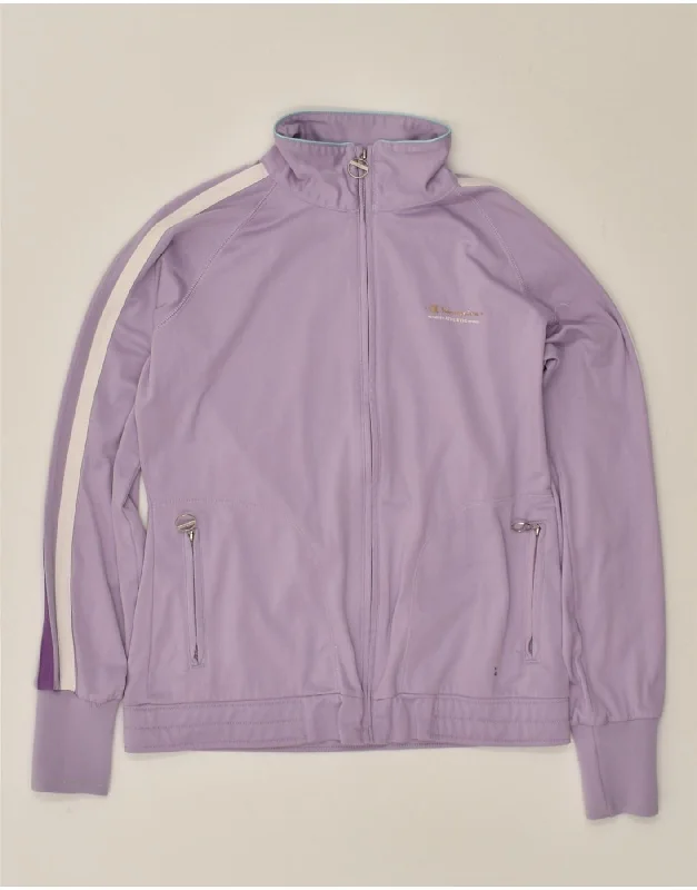 CHAMPION Womens Heritage Fit Tracksuit Top Jacket UK 14 Medium Purple Notch Collar Jacket Peter Pan Collar Jacket Cowl Neck Jacket