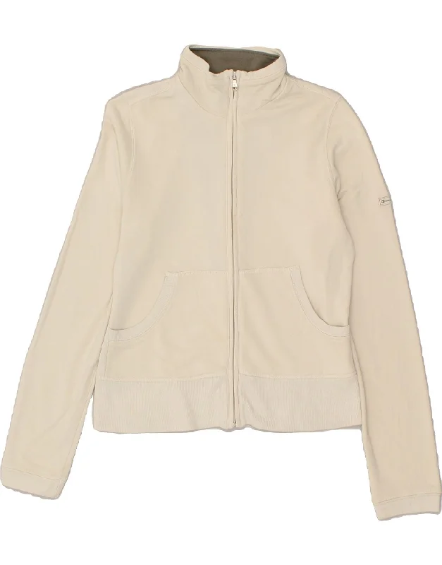 CHAMPION Womens Tracksuit Top Jacket UK 12 Medium Beige Cotton Cotton Jacket Linen Jacket Terry Jacket