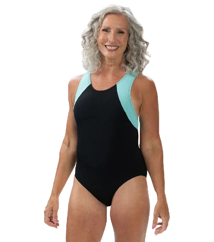 Dolfin Aquashape Women's Color Block One Piece Swimsuit Adjustable Strap Swimsuit