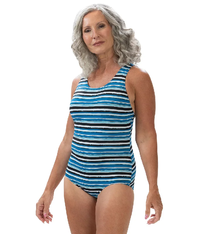 Dolfin Aquashape Women's Printed Conservative Lap Suit One Piece Swimsuit Harbor Sporty Swimwear Bottoms Dolfin Aquashape Women's Printed Conservative Lap Suit One Piece Swimsuit Harbor Sporty Swimwear Bottoms