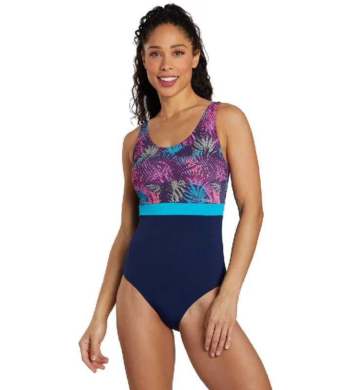 Dolfin Women's Aquashape Color Block Moderate Scoop Back Chlorine Resistant One Piece Swimsuit Enchanted Stylish Cover-Up Set Dolfin Women's Aquashape Color Block Moderate Scoop Back Chlorine Resistant One Piece Swimsuit Enchanted Stylish Cover-Up Set