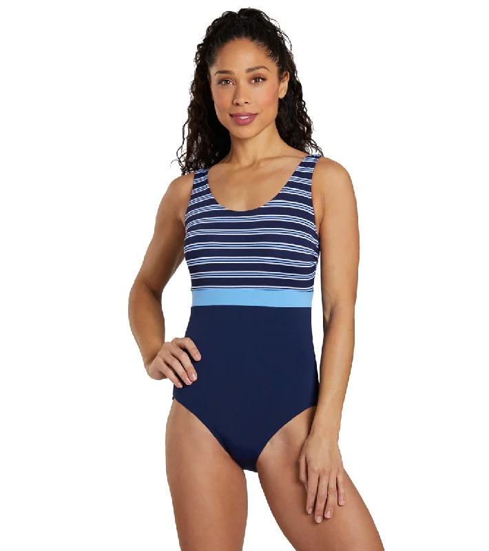 Dolfin Women's Aquashape Color Block Moderate Scoop Back Chlorine Resistant One Piece Swimsuit Simplicity Trendy Swimwear Set Dolfin Women's Aquashape Color Block Moderate Scoop Back Chlorine Resistant One Piece Swimsuit Simplicity Trendy Swimwear Set