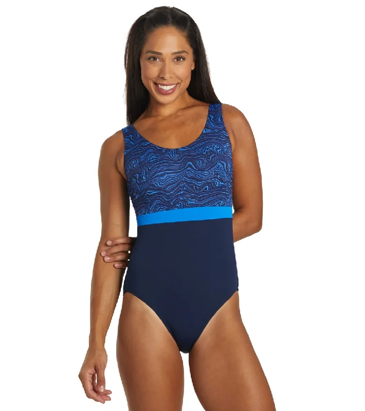 Dolfin Women's Aquashape Color Block Moderate Scoop Back Chlorine Resistant One Piece Swimsuit Waverly Elegant Swim Dress Dolfin Women's Aquashape Color Block Moderate Scoop Back Chlorine Resistant One Piece Swimsuit Waverly Elegant Swim Dress