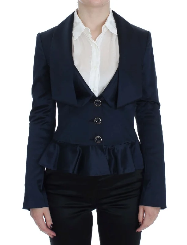 Exte  Three Button Single Breasted Blazer Women's Jacket Welt Pockets Slit Pockets Flap Pockets