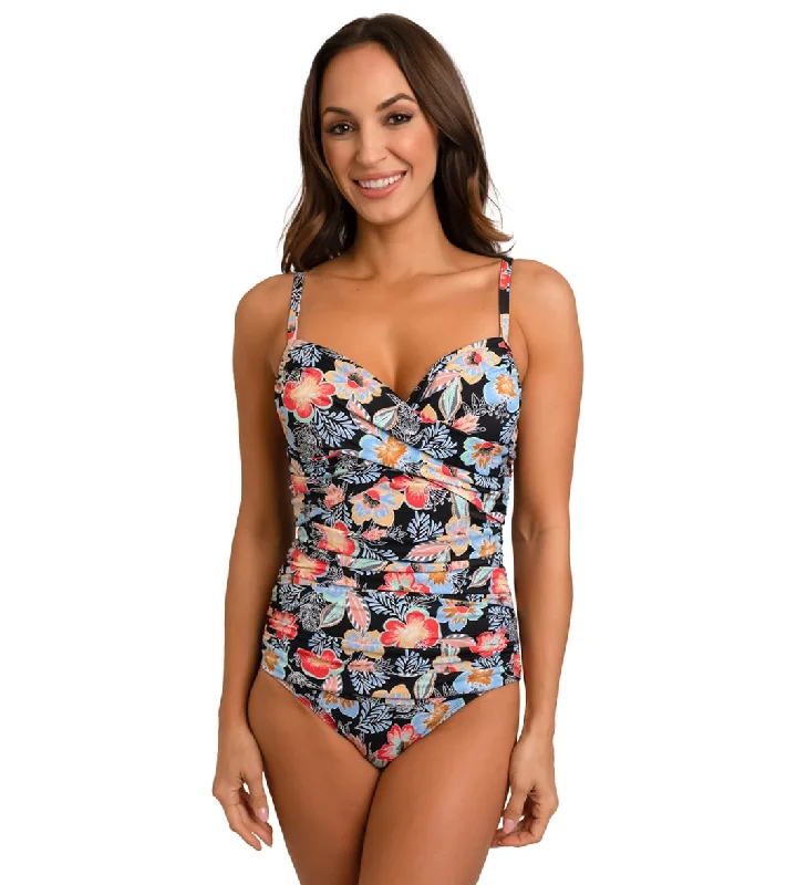 Fit4U Women's Makenna Crossover Front Shirred One Piece Swimsuit Multi Elegant Ruffled Bikini Fit4U Women's Makenna Crossover Front Shirred One Piece Swimsuit Multi Elegant Ruffled Bikini