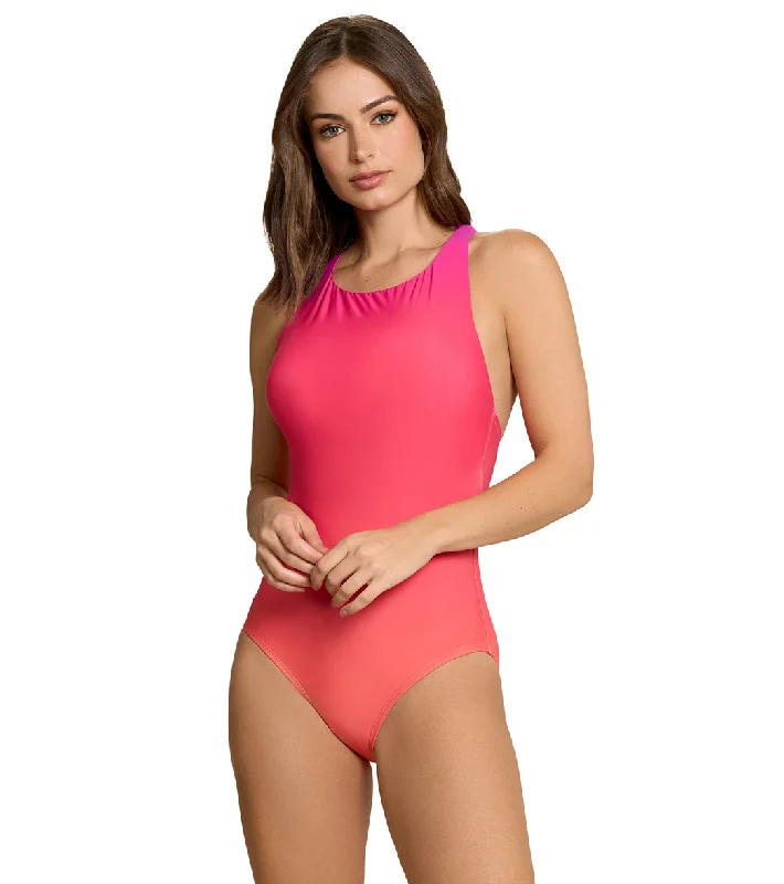 Jantzen Women's Flowers of the Sun Layla Cross Back High Neck One Piece Swimsuit Strappy Back Bikini Jantzen Women's Flowers of the Sun Layla Cross Back High Neck One Piece Swimsuit Strappy Back Bikini