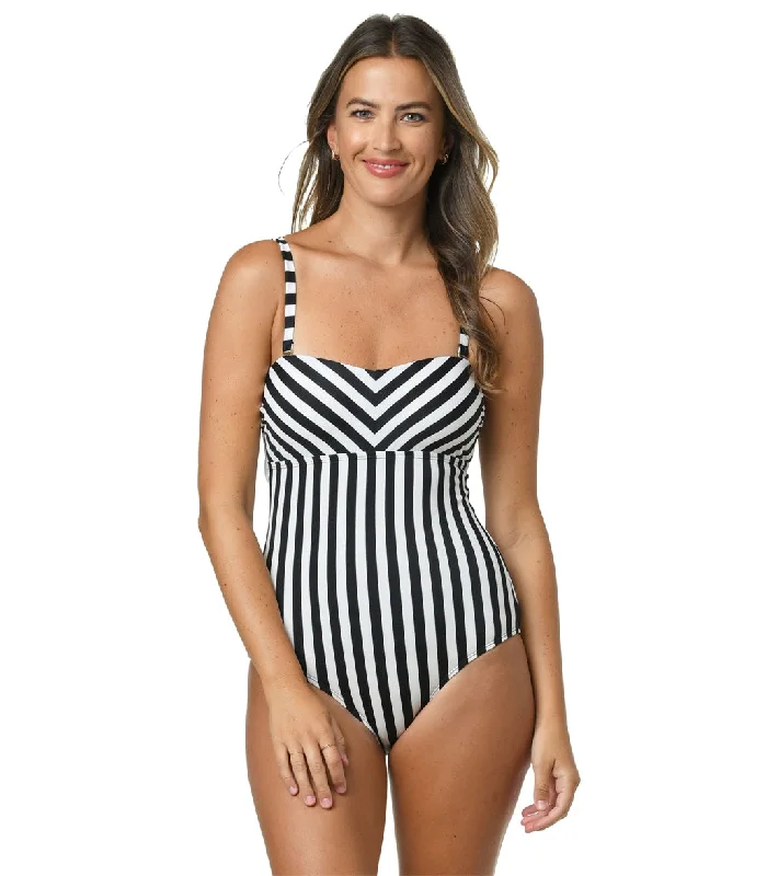 Jantzen Women's Midnight Glam Scarlett Bandeau One Piece Swimsuit Sleek Full Coverage Jantzen Women's Midnight Glam Scarlett Bandeau One Piece Swimsuit Sleek Full Coverage