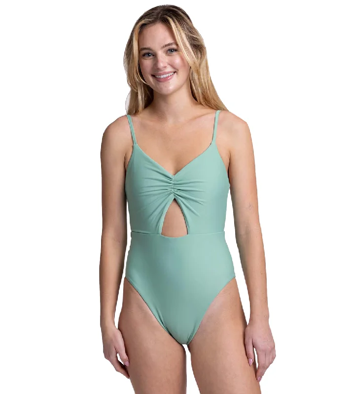 JOLYN Women's Ariana Solid Front Keyhole Adjustable Strap One Piece Swimsuit Clover Strap Bikini Set JOLYN Women's Ariana Solid Front Keyhole Adjustable Strap One Piece Swimsuit Clover Strap Bikini Set