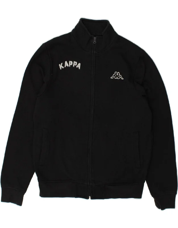 KAPPA Womens Tracksuit Top Jacket UK 14 Medium Black Cotton Herringbone Jacket Houndstooth Jacket Plaid Jacket