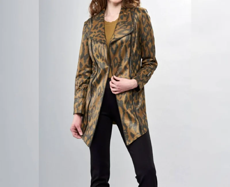 Liquid Sage Leopard Print Long Metal Jacket Striped Jacket Polka Dot Jacket Floral Jacket