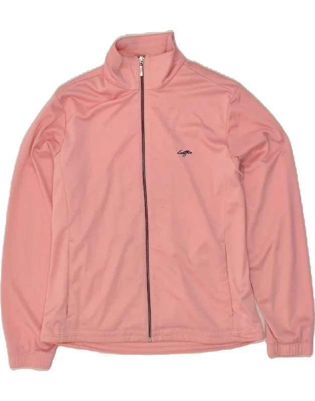 LOTTO Womens Tracksuit Top Jacket UK 14 Large Pink Polyester V-Neck Jacket Boat Neck Jacket Square Neck Jacket