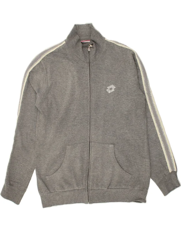 LOTTO Womens Tracksuit Top Jacket UK 14 Medium Grey Cotton Bomber Jacket Anorak Windbreaker