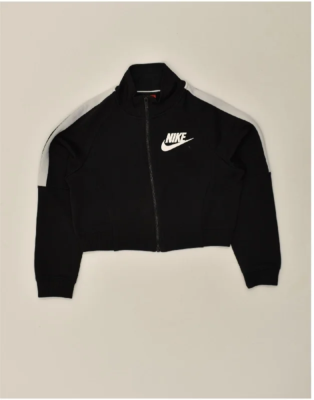 NIKE Womens Crop Tracksuit Top Jacket UK 10 Small Black Quilted Jacket Puffer Jacket Insulated Jacket