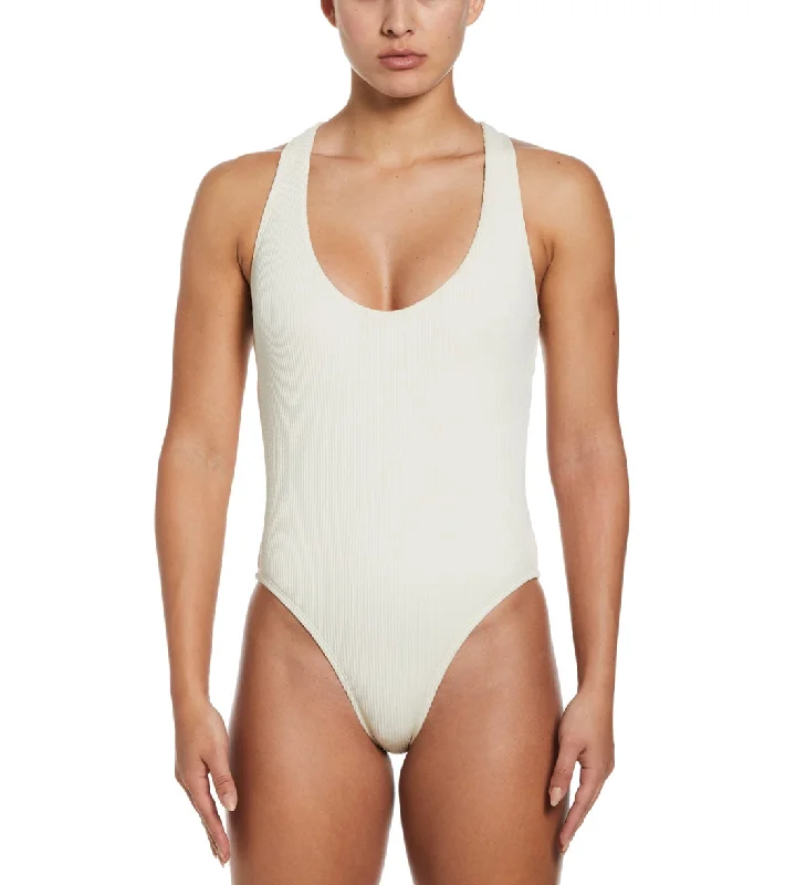 Nike Women's Essential Crossback One Piece Swimsuit Coconut Milk Mesh Panel Swimwear Nike Women's Essential Crossback One Piece Swimsuit Coconut Milk Mesh Panel Swimwear