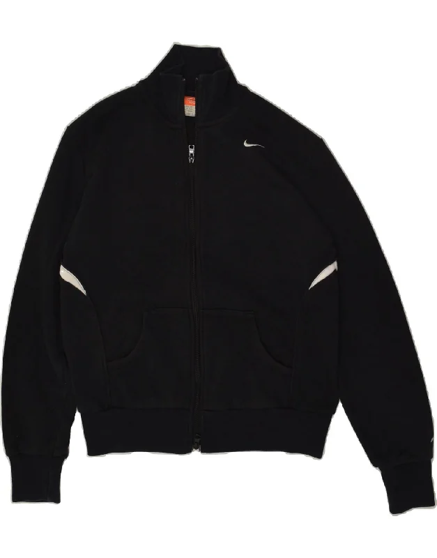 NIKE Womens Tracksuit Top Jacket UK 16 Large Black Cotton Mesh Jacket Canvas Jacket Denim Jacket