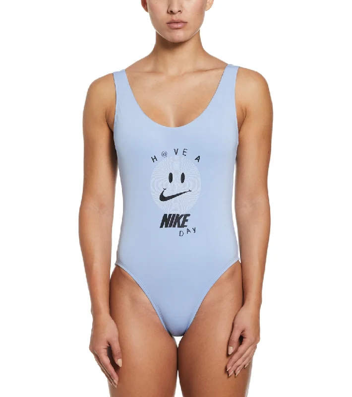 Nike Women's U Back One Piece Swimsuit Cobalt Bliss Tie-Back Swimwear