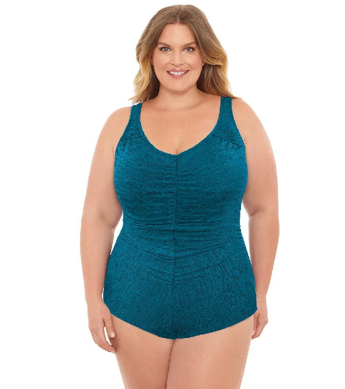 Penbrooke Krinkle Plus Size Chlorine Resistant Girl Leg One Piece Swimsuit Stylish Beachwear Set Penbrooke Krinkle Plus Size Chlorine Resistant Girl Leg One Piece Swimsuit Stylish Beachwear Set