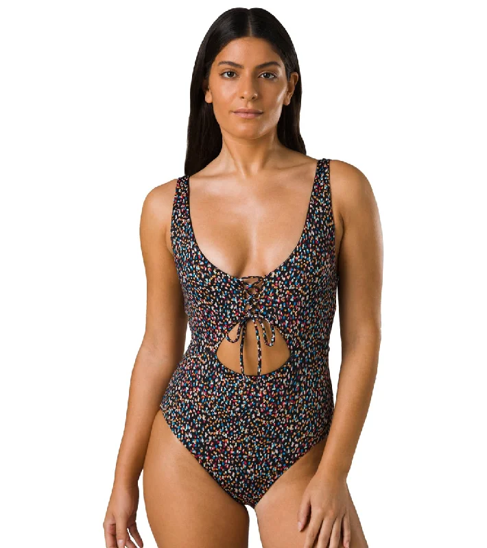 prAna Women's Ruby Beach One Piece Swimsuit Alotta Dots Halter Neck Swimsuit