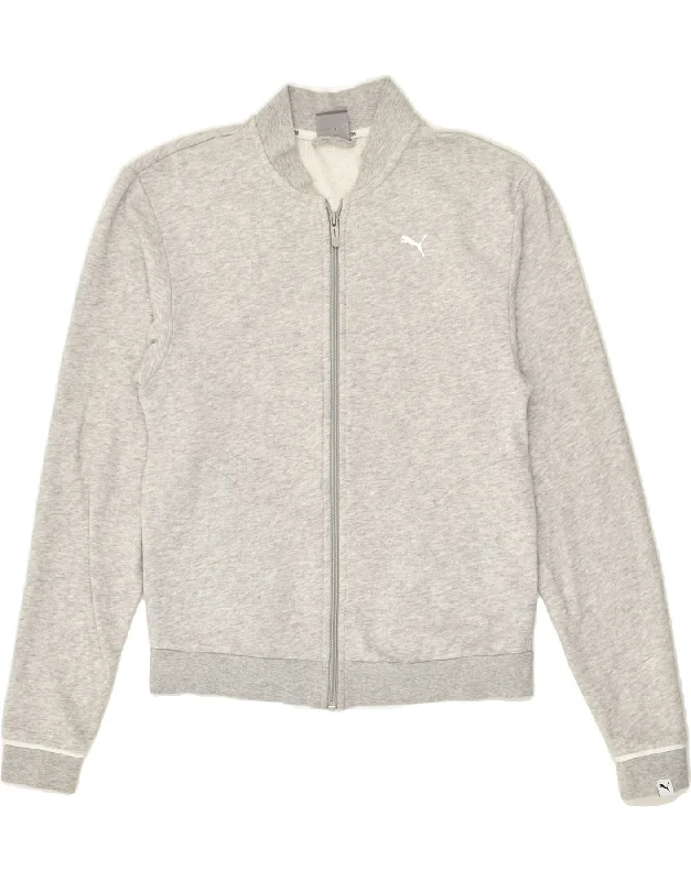 PUMA Womens Graphic Tracksuit Top Jacket UK 8 Small Grey Cotton Fleece Jacket Down Jacket Feather Jacket