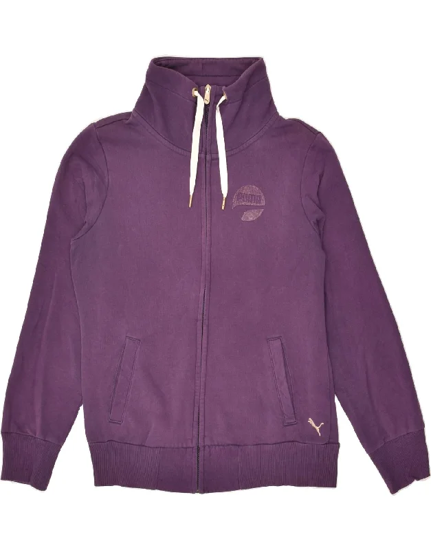 PUMA Womens Tracksuit Top Jacket UK 12 Medium Purple Cotton Lace Jacket Ribbed Jacket Sequined Jacket