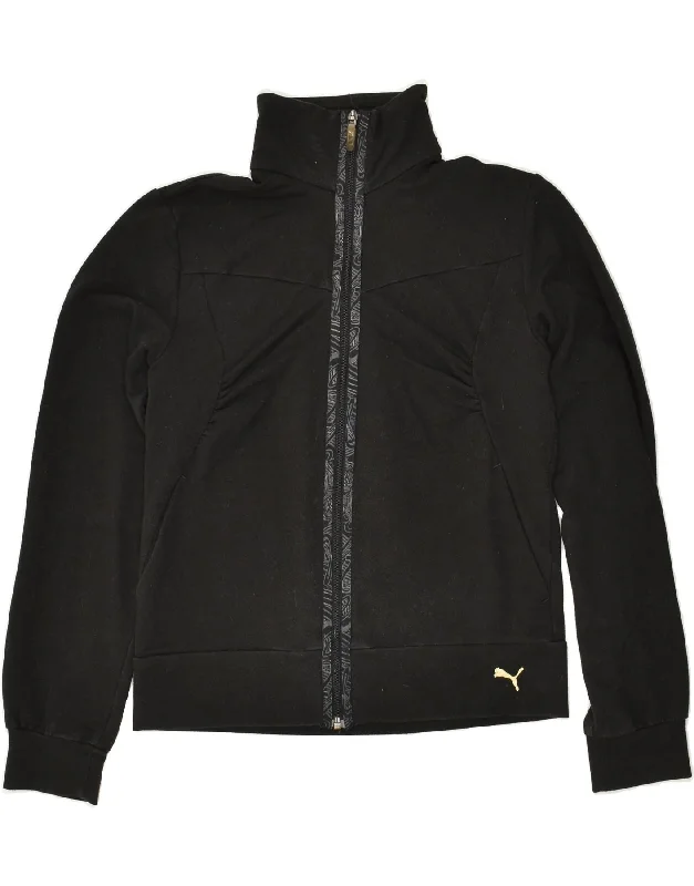 PUMA Womens Tracksuit Top Jacket UK 14 Medium Black Cotton Nylon Jacket Polyester Jacket Spandex Jacket