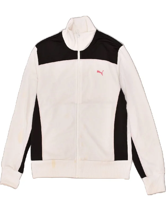 PUMA Womens Tracksuit Top Jacket UK 16 Large White Polyester Satin Jacket Silk Jacket Chiffon Jacket