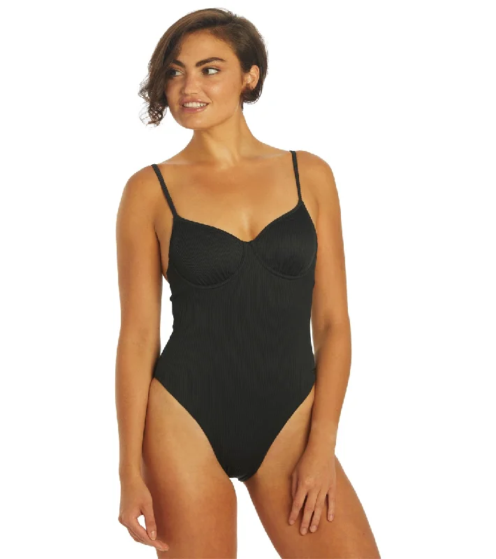 Roxy Women's Rib Roxy Love The Muse One Piece Swim Suit Anthracite Swim Dress with Belt Roxy Women's Rib Roxy Love The Muse One Piece Swim Suit Anthracite Swim Dress with Belt