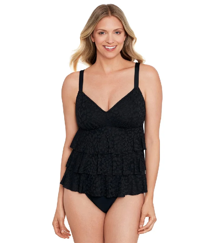 Shape Solver By Penbrooke Women's Shadow Prowl Triple Tier Fauxkini One Piece Swimsuit Black Classic Swimsuit Design Shape Solver By Penbrooke Women's Shadow Prowl Triple Tier Fauxkini One Piece Swimsuit Black Classic Swimsuit Design