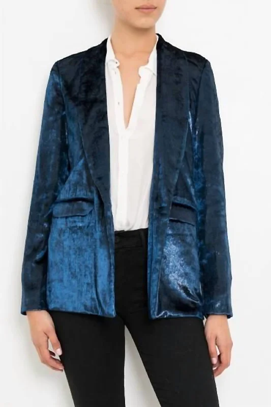 Shawl Collar Jacket In Blue Oversized Jacket Tailored Jacket Straight Jacket