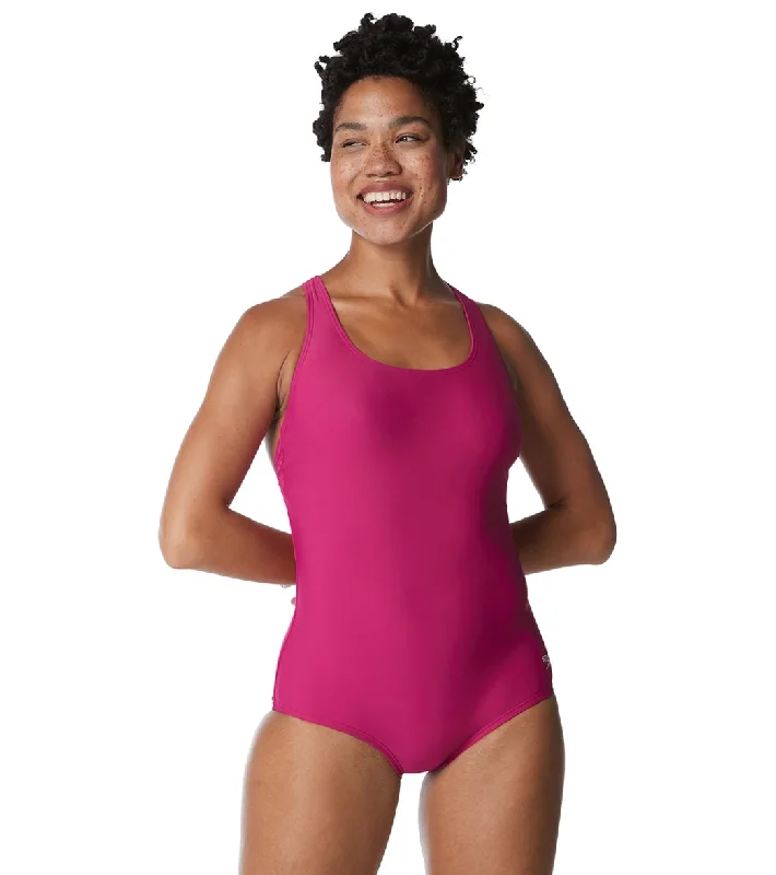 Speedo Women's Chlorine Resistant Ultraback One Piece Swimsuit Festival Fuchsia Sporty Swim Shorts Speedo Women's Chlorine Resistant Ultraback One Piece Swimsuit Festival Fuchsia Sporty Swim Shorts