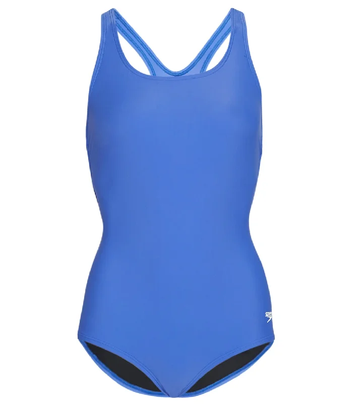 Speedo Women's Chlorine Resistant Ultraback One Piece Swimsuit Hyper Blue Bold High-Cut Bikini