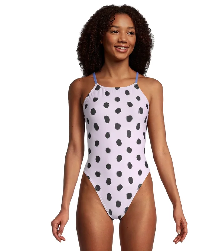 Speedo Women's Printed Back One Piece Swimsuit White Strap Bikini Set