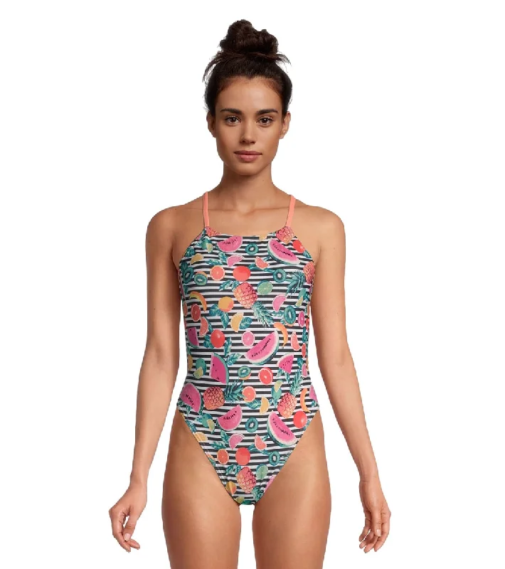 Speedo Women's Printed Back One Piece Swimsuit Quick-Dry Tankini