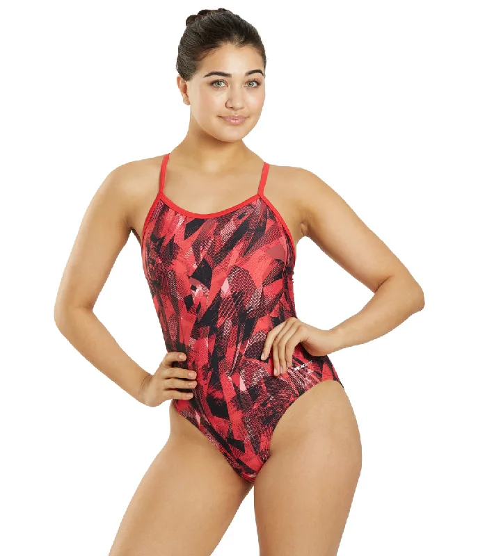 Sporti Catalyst Thin Strap One Piece Swimsuit (22-44) Red Elegant Swim Dress