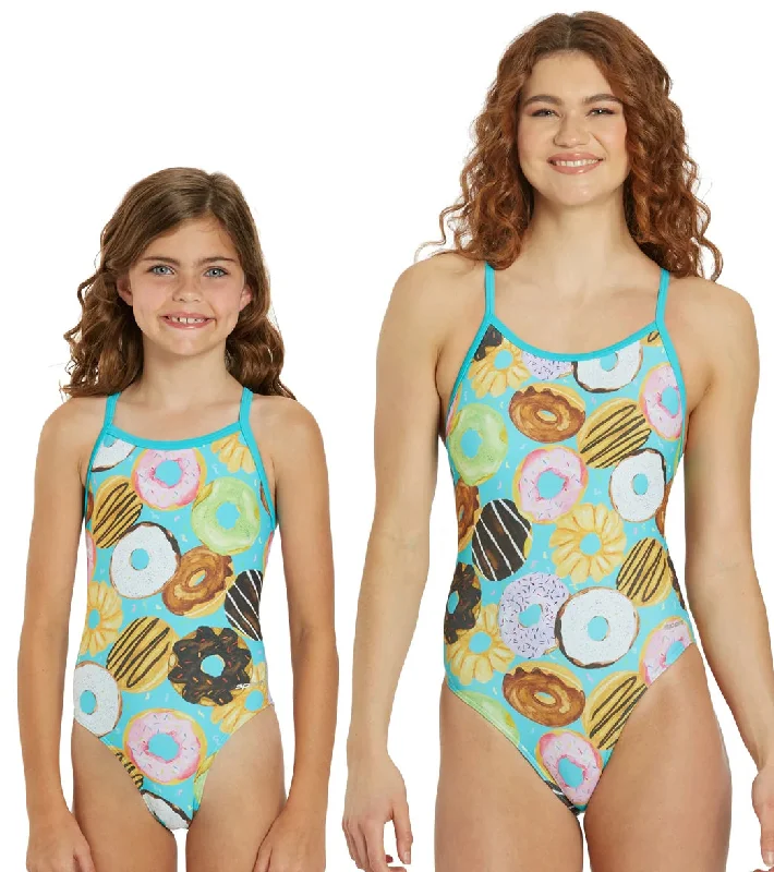 Sporti Donut Dreams Thin Strap One Piece Swimsuit (22-40) Plunge Neckline Swimsuit